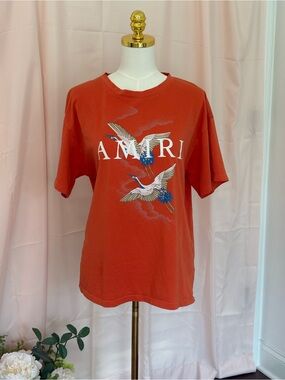 AMIRI Burnt Orange Crane Graphic Tee